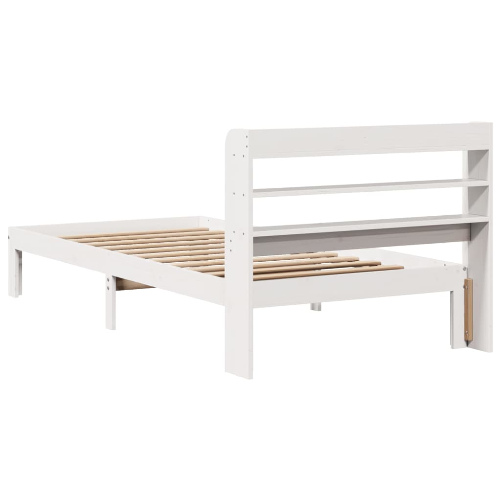 Bed Frame with Headboard without Mattress White 75x190 cm Small Single